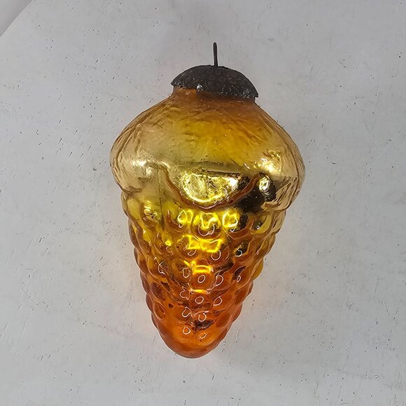 Vintage Kugel Style Grape Cluster Shaped Yellow Orange Glass Christmas Ornament - Picture 6 of 7